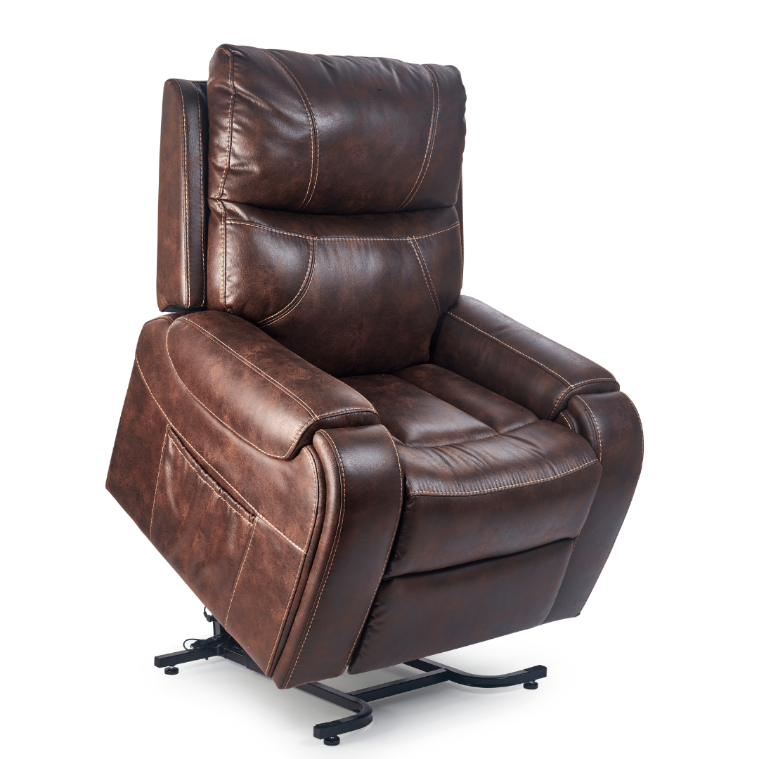 Golden Tech PR449 Titan Assisted Lift Chair Recliner with Twilight - Maple in lifted position